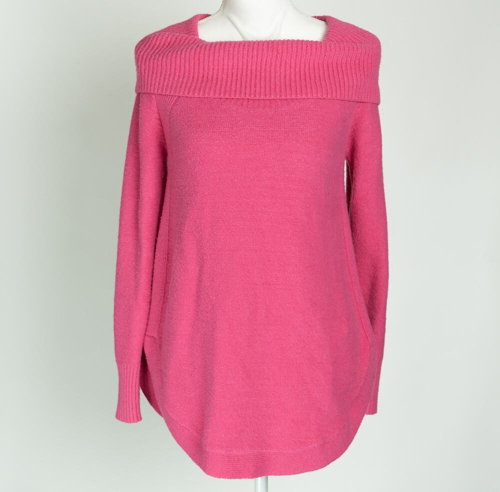 Moth by Anthropologie Brenta Hot Pink Cowl Neck Tunic Sweater Size Small